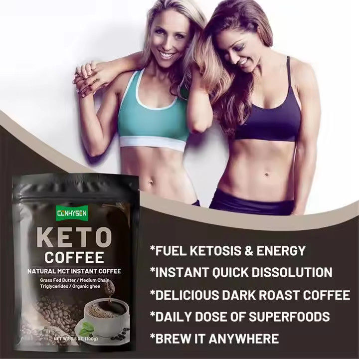Özel Etiket Keto Gevşetme Kahve Kilo Verme Diyet Kontrolü MCT Yemek Değiştirme Gıda Anlık