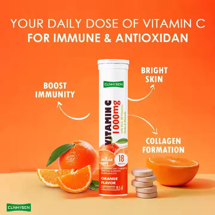 OEM ODM C Vitamini Efervesan Tabletler 1000mg 20'den fazla Vitaminler Otlar Mineraller Bağışıklık Desteği