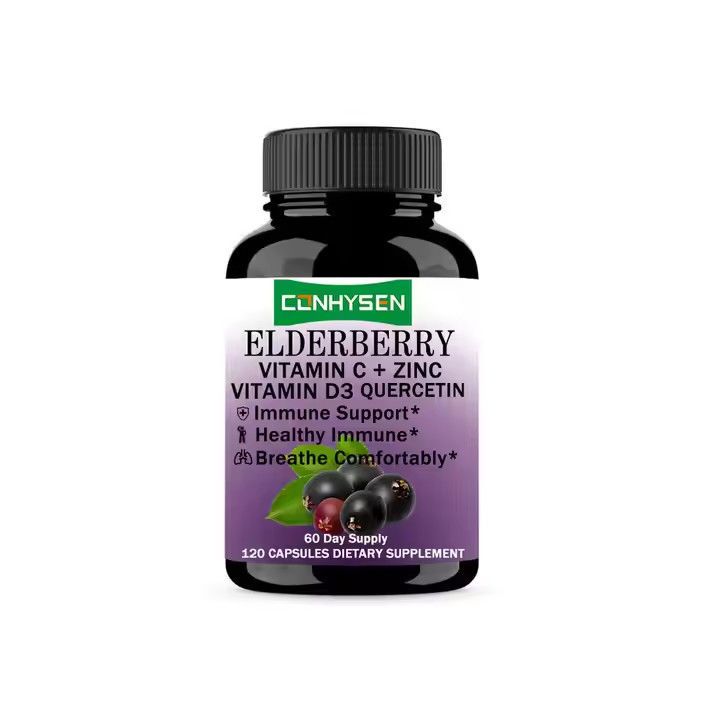 Yetişkinler için C Vitamini D3 Çinko Quercetin İçin Elderberry Kapsülleri Bağışıklık Destek