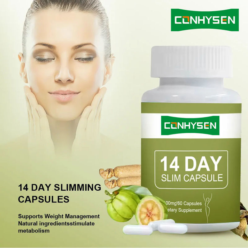 Özel Etiket 14 Gündüz Gevşetme Kapsülleri Garcinia Cambogia Hapları ile Detox Hızlı Düz Karın