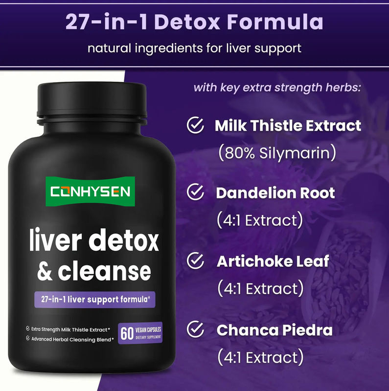 Süt Thistle Tohumu Ekstraktı Gevşetme Kapsülleri Karaciğer Detox ve Temizle Kapsülleri Özel Aroması