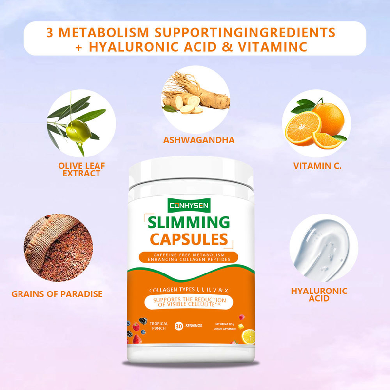 Özel Etiketli Gevşetme Kapsülleri C Vitamini Hyaluronik Asit Takviyesiyle Eklemleri ve Kemikleri Destekler