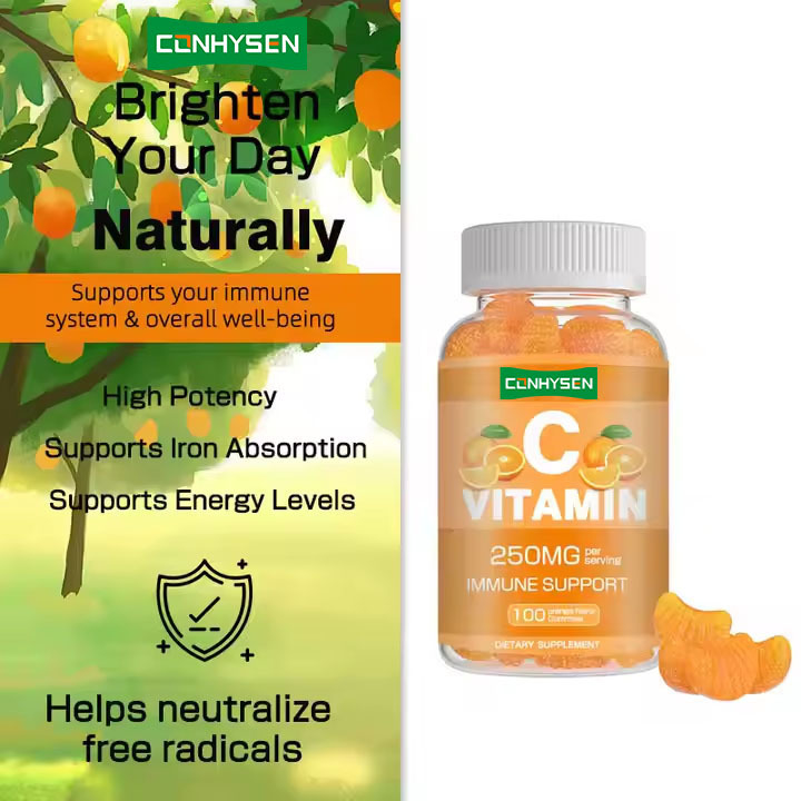 OEM ODM C Vitamini Gummies 60 Bağışıklık Sistemini Güçlendirin Yetişkinler için Vitamin Takviyesi C Vitamini Şeker