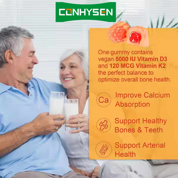 OEM ODM Kompleks Vitamin D3 + K2 Şekersiz İnsanoğlunun İmmuni Destek İnsanoğlunun