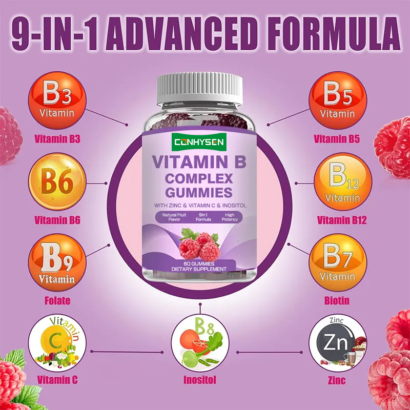 Vitamin B Kompleks Bağışıklık Güçlendiricisi için Sakızlar C Vitamini Folat Besin Takviyesi B Vitamini