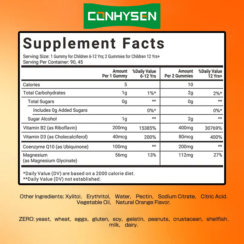 CoQ10'lu Premium Vitamin B2 Sakızları Metabolizmayı Artırır Sinir Sistemi Sağlığı Takviyeleri
