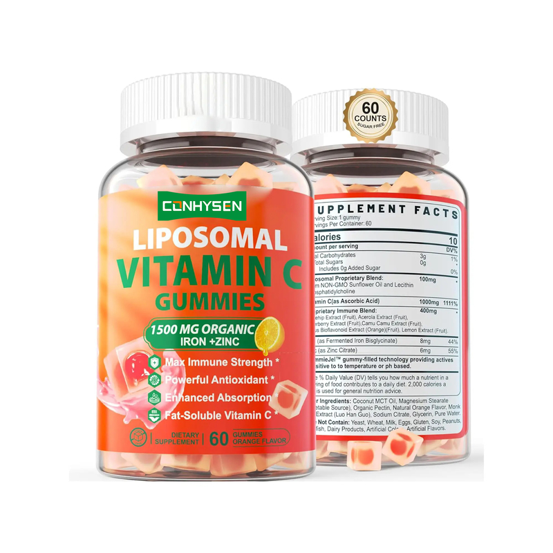 Özel Etiket Şekersiz Organik Demir Çinko Takviyesi Cilt Sağlığını İyileştirir Vitamin C Gummies
