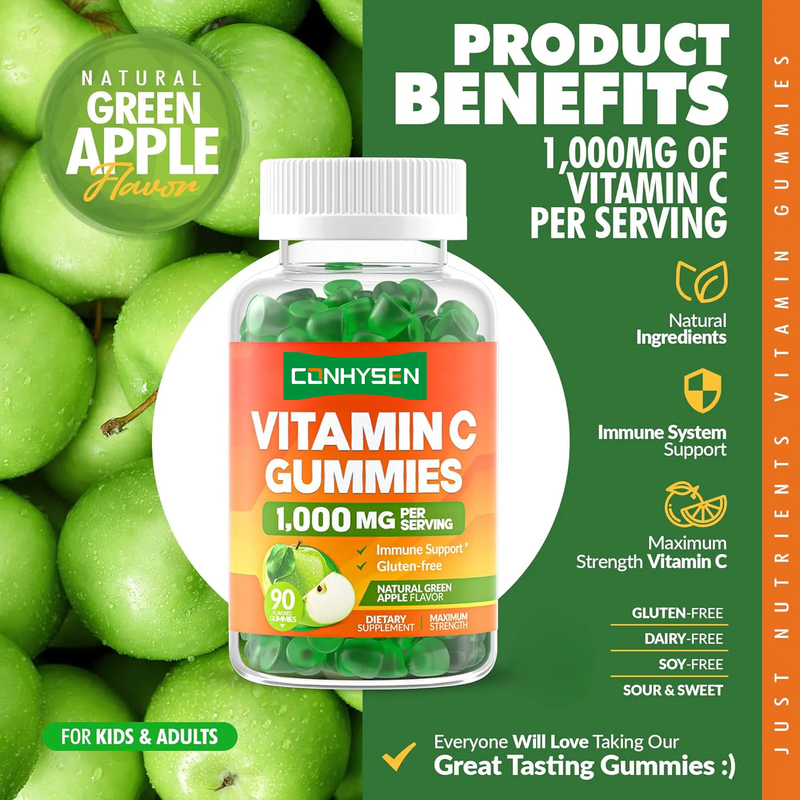 OEM Cilt Beyazlatma Yetişkin Vitamin C Takviyesi Çocuklar için 1000mg Vitamin C Gummies