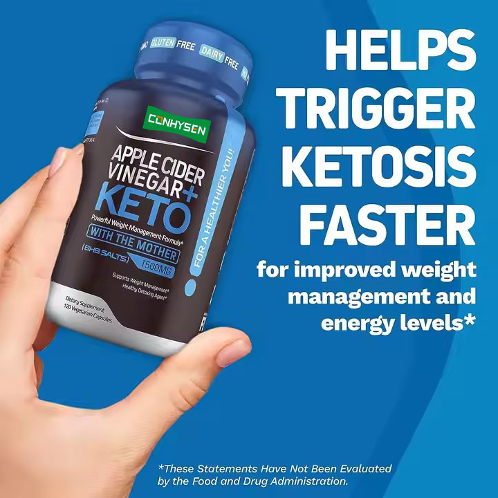 Özel Etiket Detoxifying Ketone ACV Kapsülleri Gelişmiş Kilo Kaybedme Hapları ve Elma Baharı Asit Kapsülleri Destekler