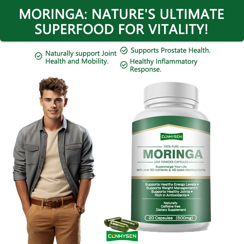 Özel Etiket Moringa Kapsülleri, %92'den Fazla Besin İçeren Yaprak Tozu ile Prostat Sağlığını Destekler