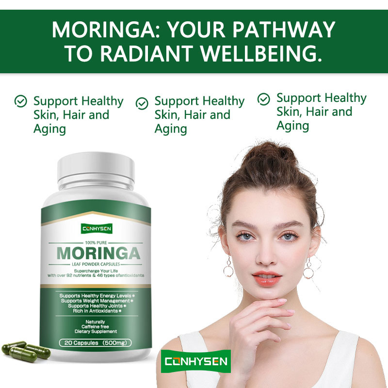 Özel Etiket Moringa Kapsülleri, %92'den Fazla Besin İçeren Yaprak Tozu ile Prostat Sağlığını Destekler
