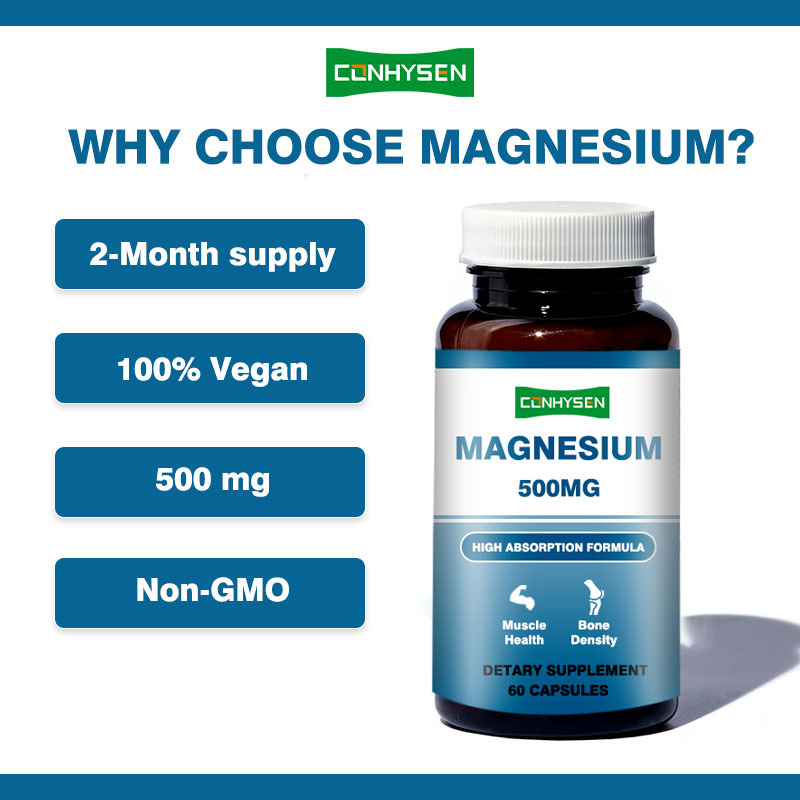 Özel Markalı Magnezyum Kapsülleri 500mg Hafızayı ve Beyin Fonksiyonlarını Destekler GDO'suz