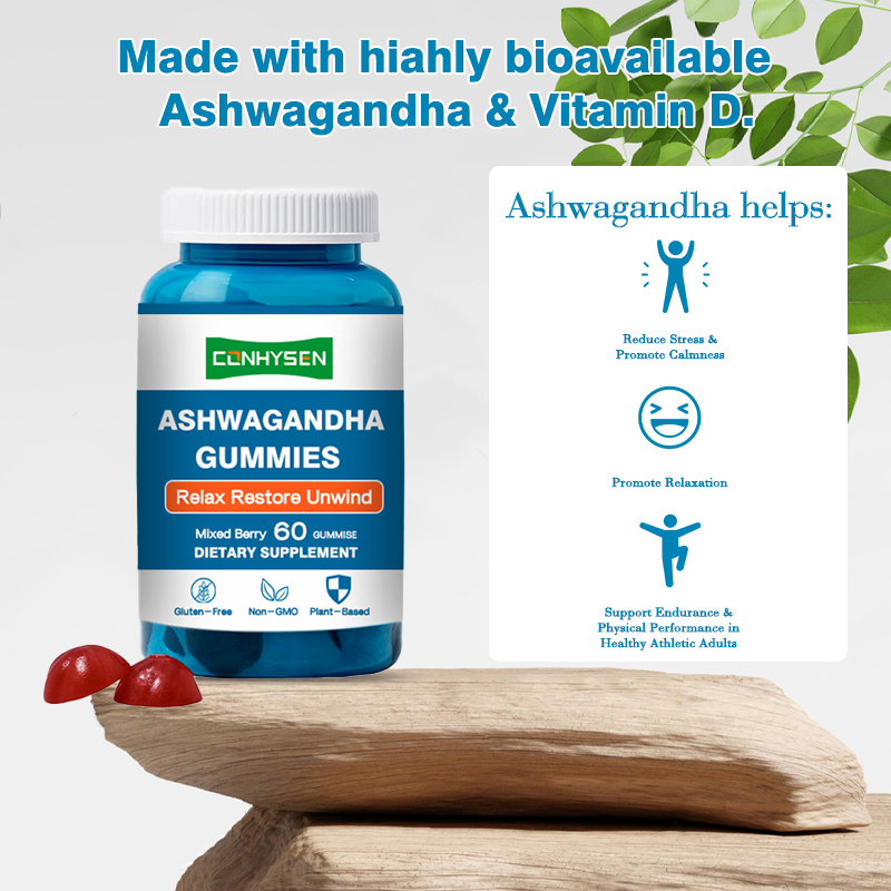 Ashwagandha, bağışıklık sistemini desteklemek için D2 vitamini içeren sakızlar 18 ay kalıcı