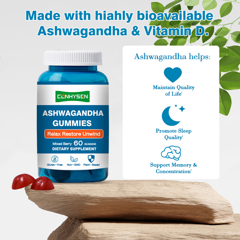 Ashwagandha, bağışıklık sistemini desteklemek için D2 vitamini içeren sakızlar 18 ay kalıcı
