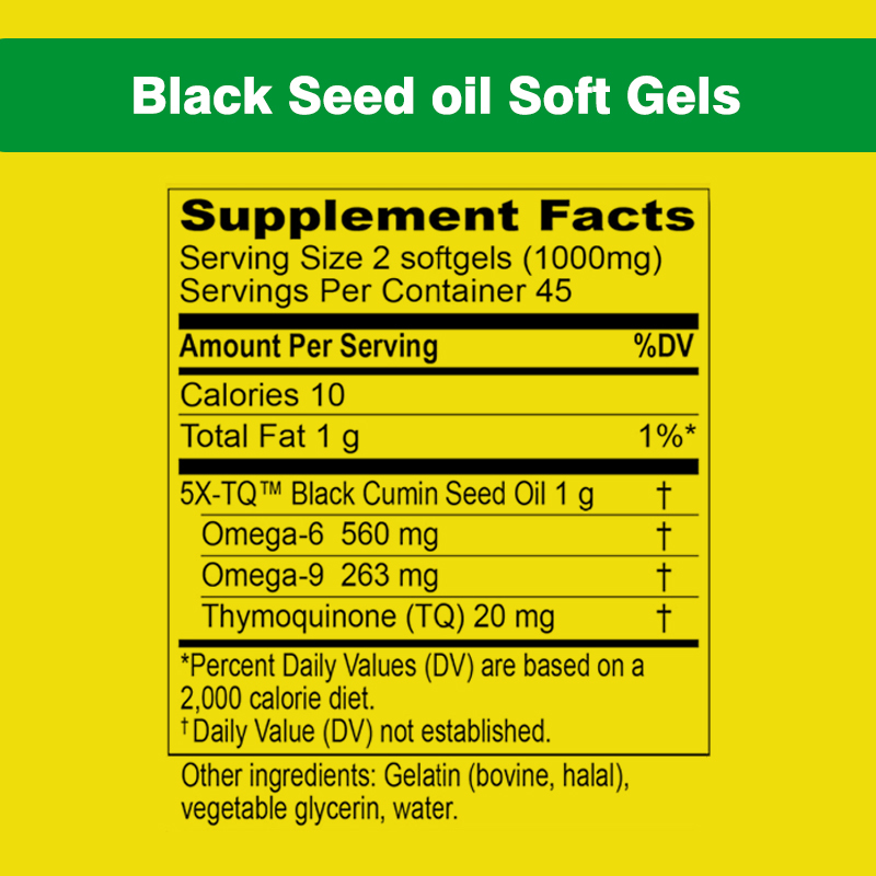 Premium Custom Black Seed Oil Softgels OEM Bağışıklık Desteği Eklem Sağlığı için