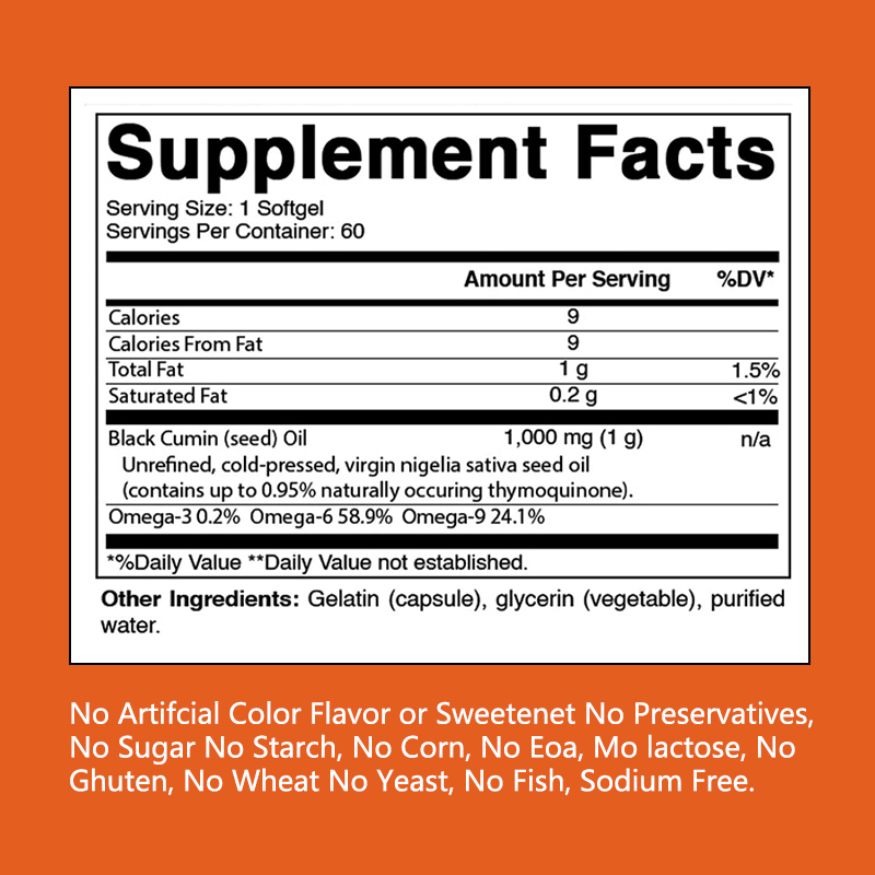 Antioksidan desteği için Omega-3 6 9 içeren 1000 mg siyah tohum yağı yumuşak reçel