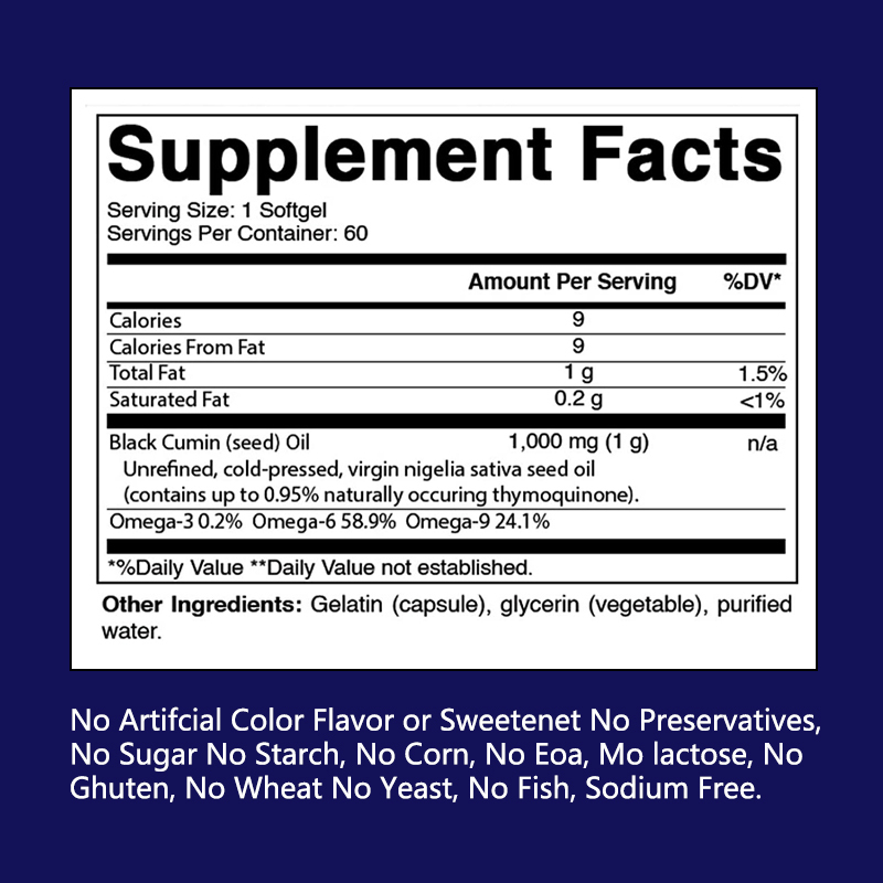 Kara Tohum Yağı Beyin Sağlığı İçin Omega-3 6 9 ile 1000mg