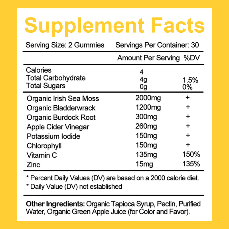 8-in-1 Deniz Moss Gummies Bağışıklık ve Tiroid Destek Fabrikası Özelleştirme