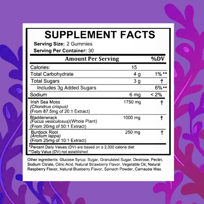 Organik İrlanda Denizi Moss Gummies Fabrikası Bağışıklık Desteği için Doğrudan Özel