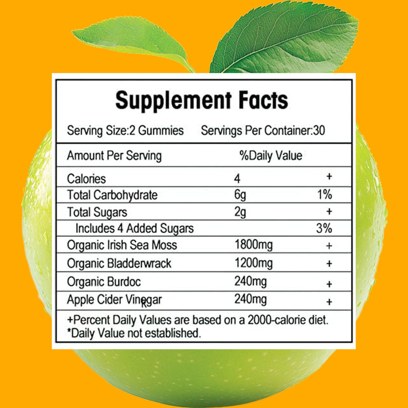 Fabrika Elma Aromalı Deniz Yosunu Sakızlı Şekerleri Detoks ve Temizleme Özel Markalı