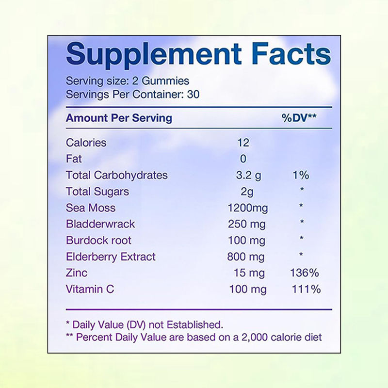 C vitamini ile deniz yosunu sakızları Antioksidan desteği için çinko tedarikçi fabrikası
