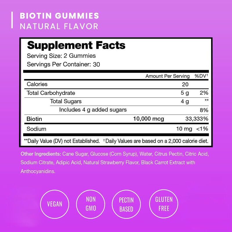 Toptan Satış Vegan Biotin Gummies Kompleks Vitaminler Saçlar için Mineraller Cilt Tırnaklar Sağlık Yetişkinler için Keratin Üretimini Artırır Gençler