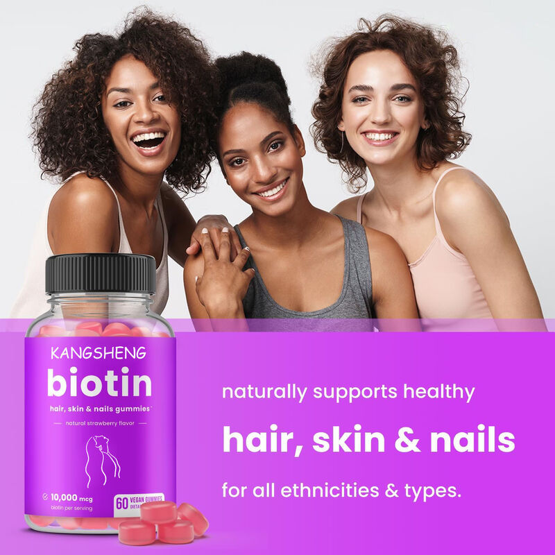 Toptan Satış Vegan Biotin Gummies Kompleks Vitaminler Saçlar için Mineraller Cilt Tırnaklar Sağlık Yetişkinler için Keratin Üretimini Artırır Gençler
