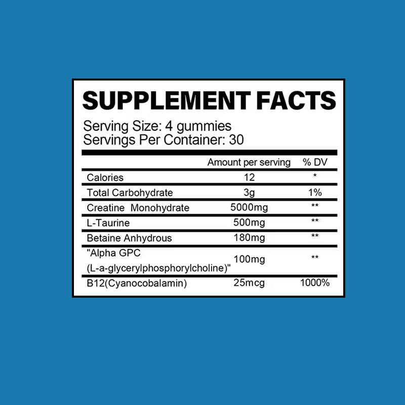 Özel Spor Kreatin Monohidrat Gummies Yetişkinler İçin Antrenman Öncesi Kas Geliştirme Hapları Enerji Artırıcı Kreatin Takviyesi