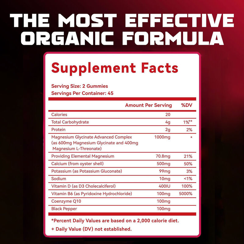 Sıcak Satış Özel Etiket Vegan D Vitamini Diyet Takviyesi Uyku Kalitesini Artırır Magnezyum Glisinat Sakızlar