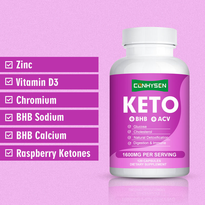 OEM ODM Keto Kapsülleri Zengin BHB ACV Vitaminleri Çinko Krom Etkin Metabolik Aktivite Kilo Kaybı Haplarını Destekler