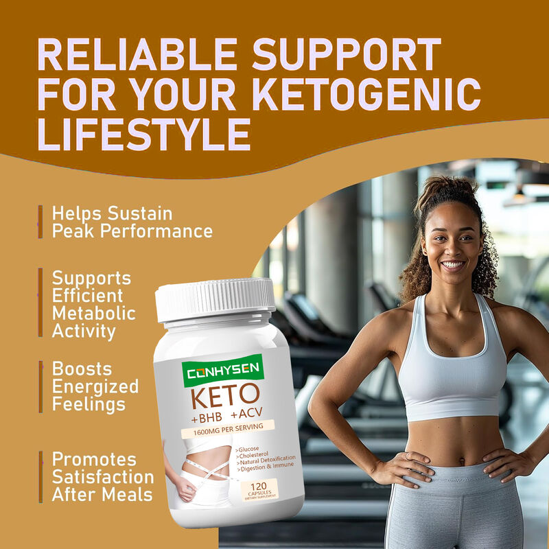 BHB ve Elma Sirkesi ile Özel Etiket Keto+ACV+BHB Kapsülleri Kilo Kontrolü Enerji Odaklanma Yağ Yakıcı