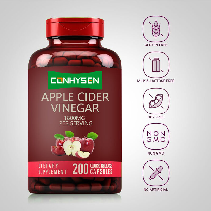 Erkekler ve Kadınlar İçin OEM/ODM ACV Takviyesi Sindirim ve Detoks Kilo Yönetimi Elma Sirkesi Kapsülleri