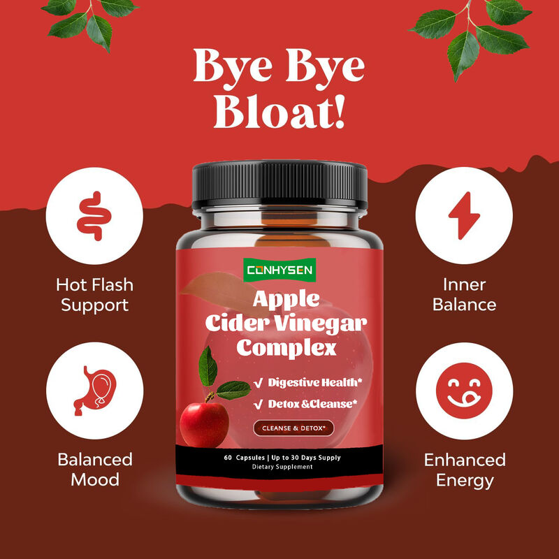 OEM Özel Etiket Kilo Kontrolü Sağlık Hizmetleri Kadınlar ve Erkekler İçin Diyet Takviyesi Elma Sirkesi Kompleksi Kapsülleri