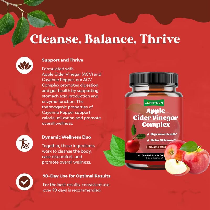 OEM Özel Etiket Kilo Kontrolü Sağlık Hizmetleri Kadınlar ve Erkekler İçin Diyet Takviyesi Elma Sirkesi Kompleksi Kapsülleri