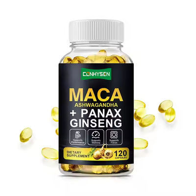 Bitkisel Sağlık Maka Takviyesi Yumuşak Geller Ashwagandha Ginseng Erkekler İçin Vitamin Artırıcı