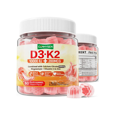 Sodyum Takviyesi Bağışıklık Sistemi Sağlığını Destekler Vitamin D3 K2 Gummies